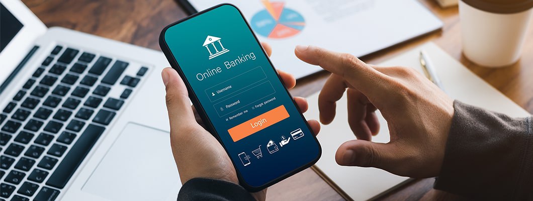 Digital banking — customer using mobile banking app